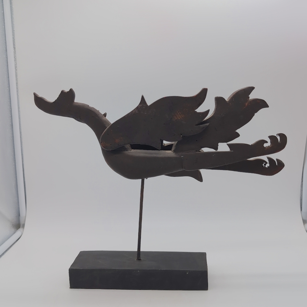 Thailand Carved Dragon/ Phoenix Flying Dewi Sculpture - Picture 3 of 6